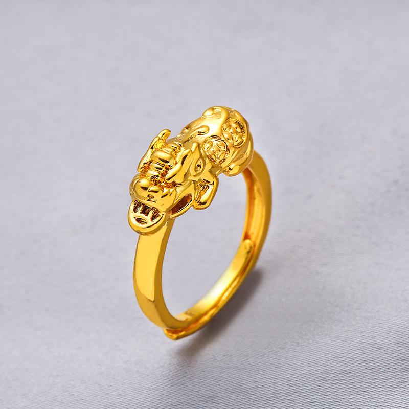 Korean Style Brass 3D Pixiu Bangle with Lucky Beads for Women