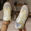 Fashion Light-Yellow Striped Sneakers for Women Spring Autumn Lightweight Walking Sports Shoes Woman Lace Up Vulcanize Shoes Lady