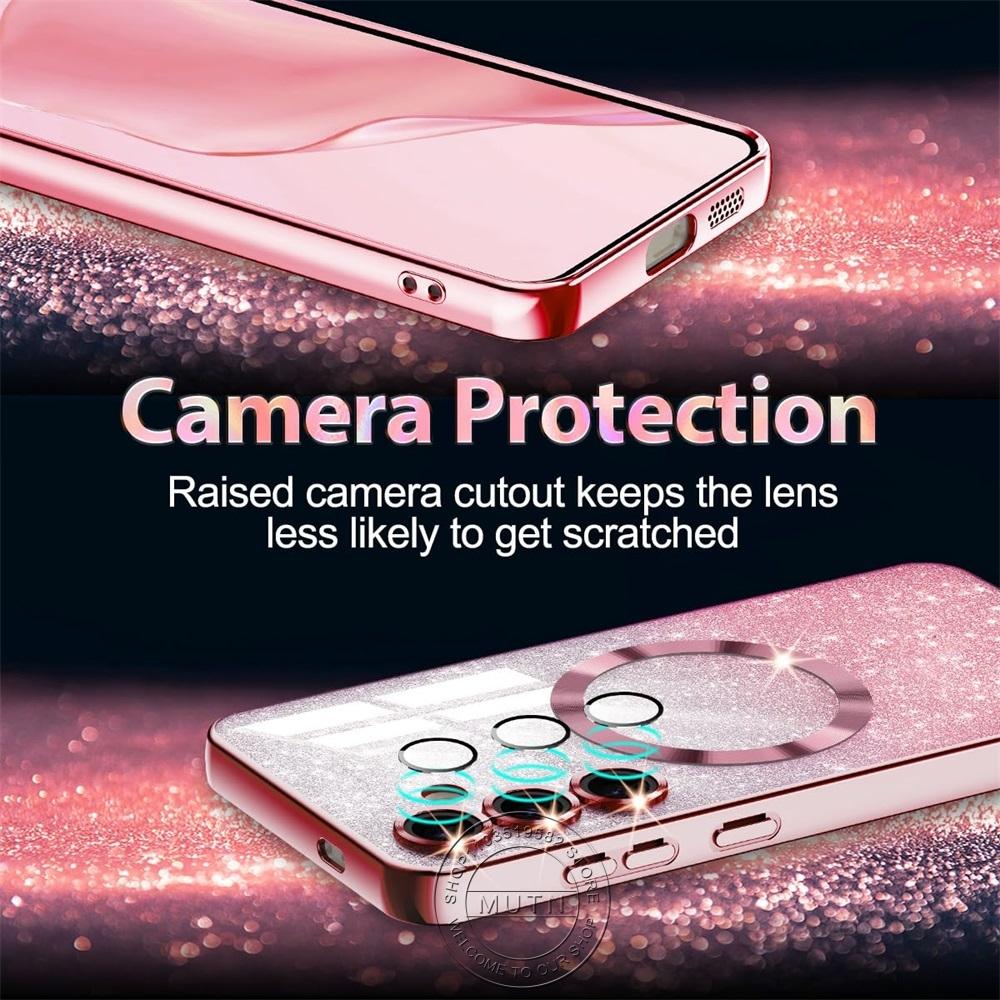 Glitter Cover For Samsung Galaxy S24FE S23FE S21FE S20FE S25 S24 S23 S22 S21 S20 Plus FE Case Note20 Ultra Plat Wireless MagSafe