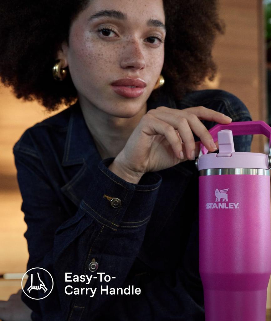 Stanley 1913 Iceflow Flip Straw 2.0 Vacuum Insulated Tumbler, Rose Quartz, 20oz | 0.59L