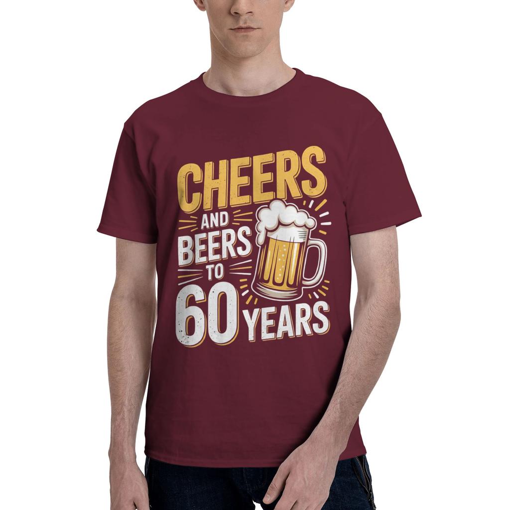 Cheers And Beers Gift Retro Vintage Mens 60 Birthday Crazy Tee Shirt Short Sleeve Round Collar Cotton New Arrival Tops TShirt