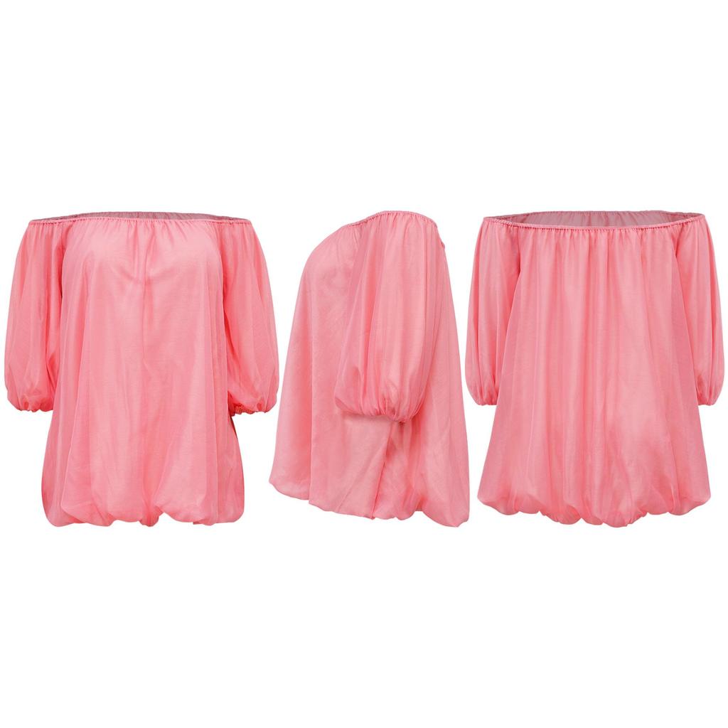Plus Size Sexy One-Shoulder Puff Sleeve Dress - European & American Style Women's Fashion