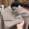 Herren Winterpullover 2025 aus Wolle und Kaschmir mit halbem Reißverschluss, warm gestrickt