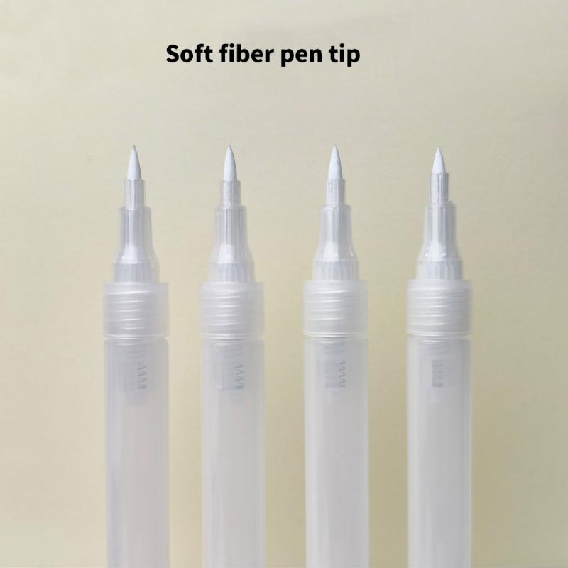6Pcs Refillable Empty Brush Pen Clear Empty Paint Pen Acrylics Empty Marker For Painting on Paper Wood Ceramic Metal