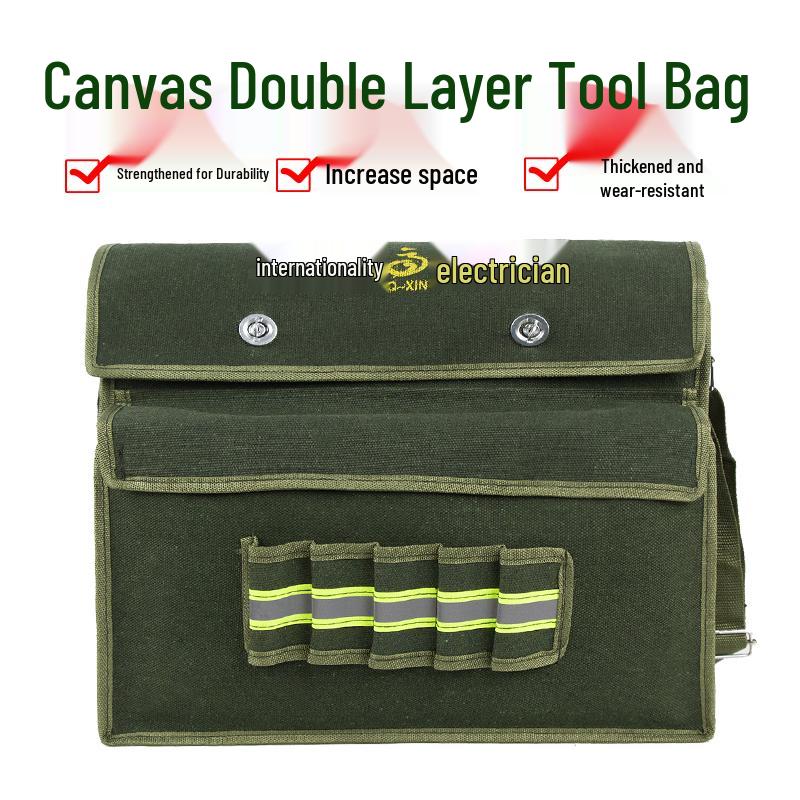 Durable Multi-layer Canvas Tool Bag for Electricians and Carpenters