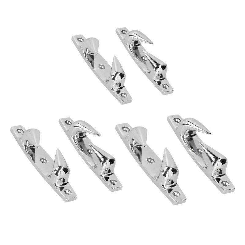Marine Deck Chocks Pair in 316 Stainless Steel with Smooth Rope Guide Channel and Countersunk Mounting Holes Set