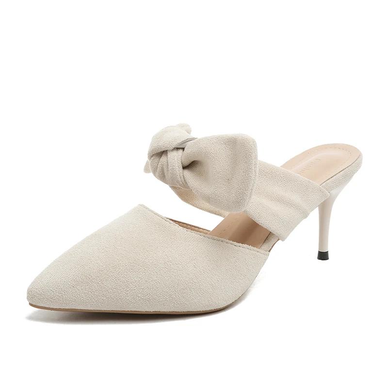 

Туфли на тонком каблуке, весенние новинки, с острым носком и мелким вырезом, с бантом-бабочкой, противоскользящие, износостойкие, на высоком каблуке 35