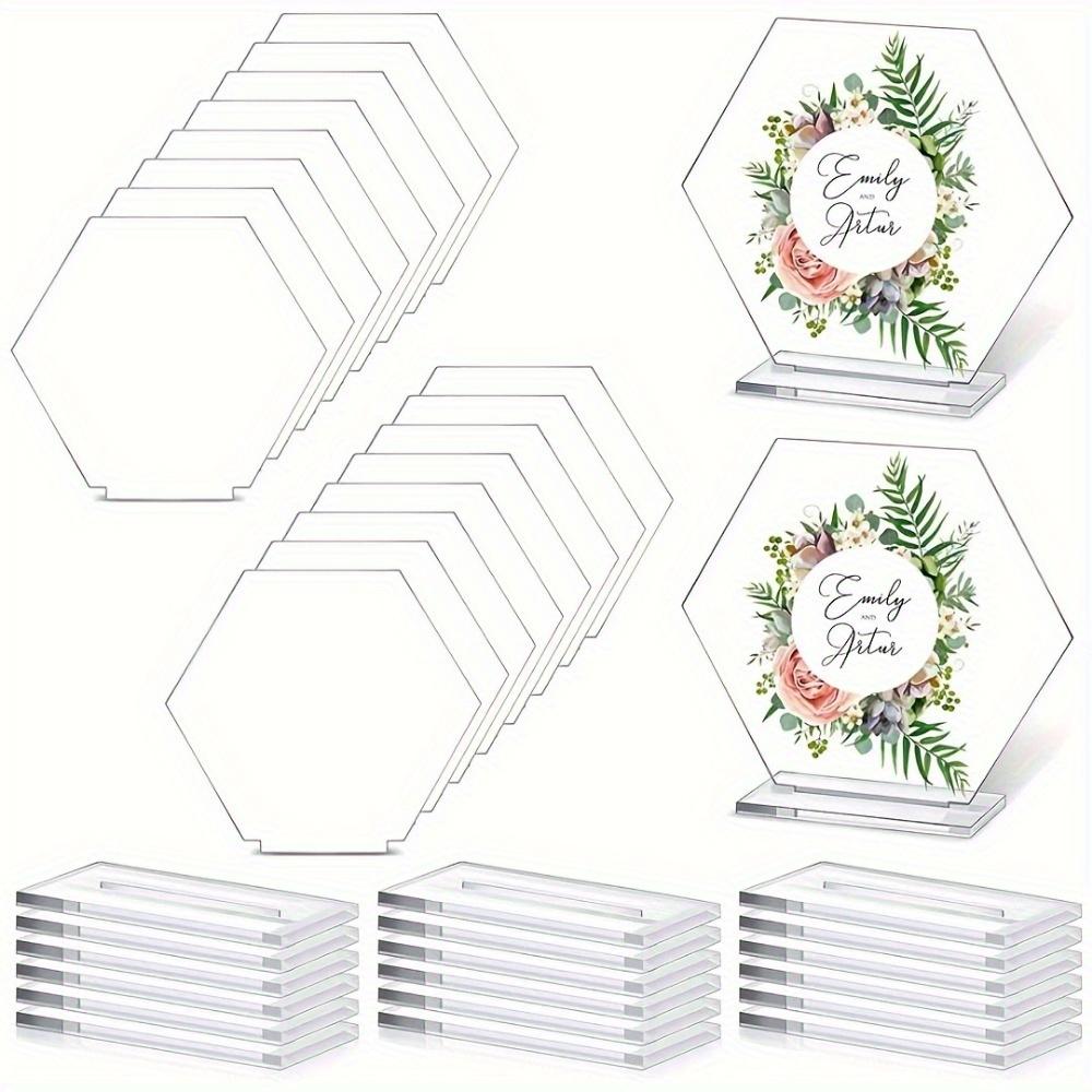 

18 шт. роскошных прозрачных акриловых шестиугольных пустых визитных карточек для рукописных карточек для рассадки гостей, сервировки стола и свадебных украшений для девичника 19pcs transparent