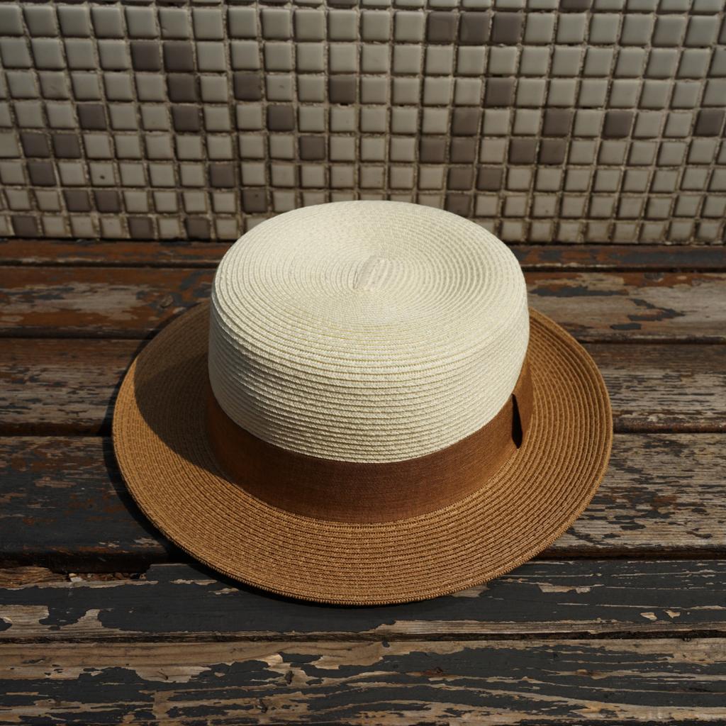 Japanese Retro Small Brim White Khaki Flat Top Top Hat Women'S Summer Sunshade Vacation Beach Sun Straw Hat