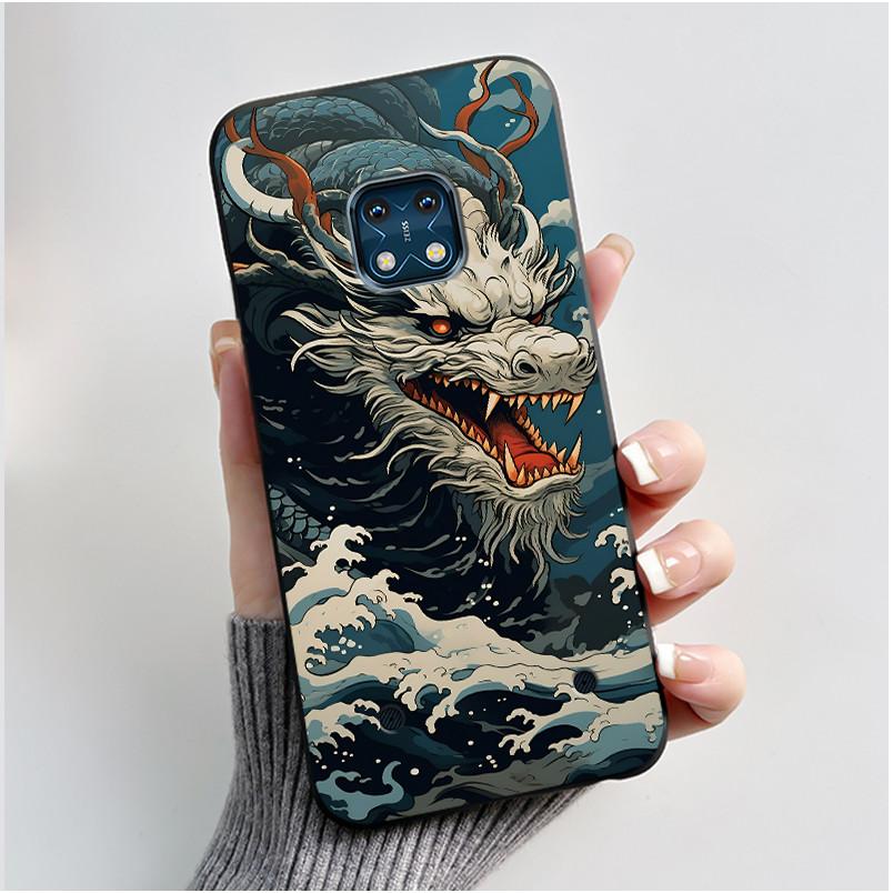 Jelly Color Simple Black Case For Nokia XR20 Popular Little Girl Viral Lucky Pattern Shell With Shockproof Bumper Soft Cover