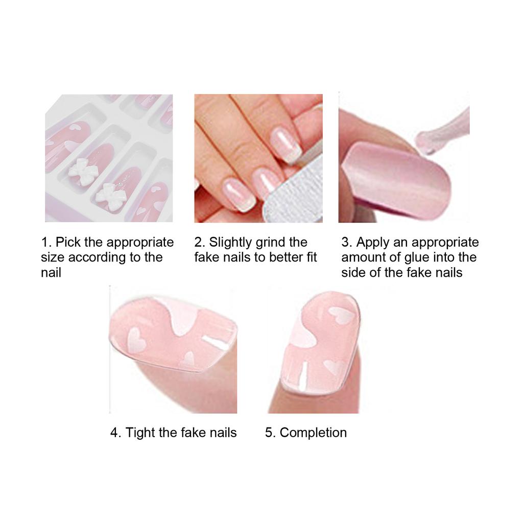 24 Pcs Removable Fake Nail Kit Fashionable Full Cover Artificial False Nails for Women