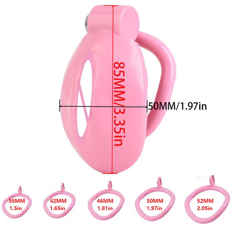Pink Male Penis Chastity Cage Set Small Chastity Cage With 5 Cock Rings Penis Bondage Slave Man Sex Toy