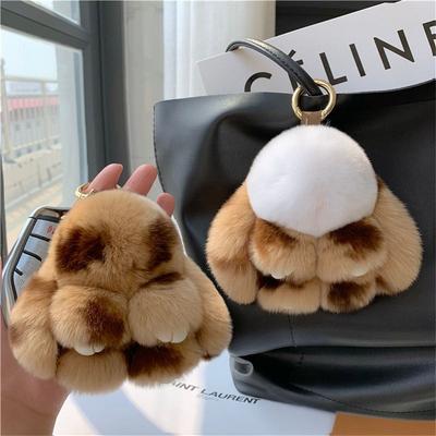 Plüschtiere Kaninchenfell Schlüsselanhänger Taschen Anhänger Plüschhase Schlüsselanhänger Bunny Schlüsselanhänger Schmuck Geschenke