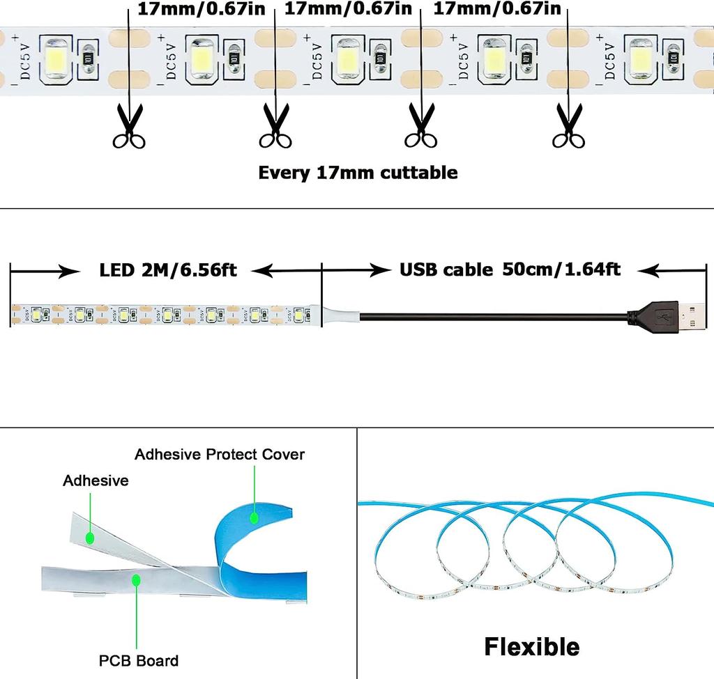 BMW Strisce LED USB DC 5V 2835 Bianco Caldo Striscia LED Luce TV Sfondo Illuminazione Nastro Lampada Decorazione Casa 1-5m Luce a Stringa LED