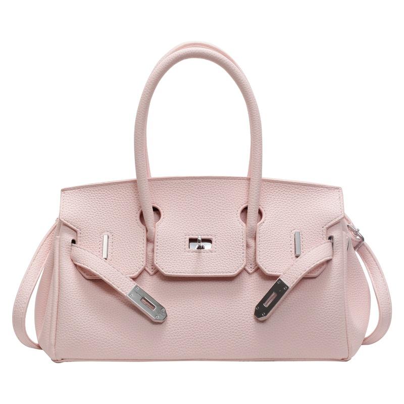 New fashionable lychee pattern lock platinum bag classic portable shoulder women's bag