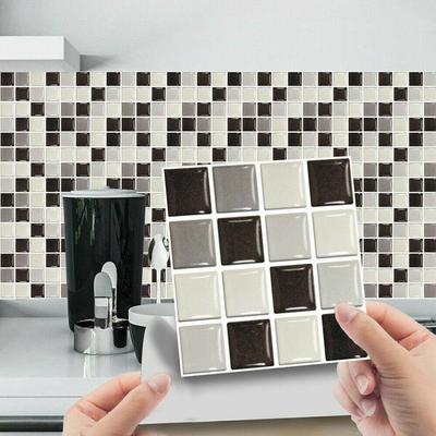 10pcs Wall Sticker Bright Film Mosaic Creative Tile Stickers Decorative 10*10cm Bathroom Kitchen Home Wall Decal Self-adhesive