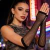 1 Paar Dames Uitgebreide Visnet Handschoenen Vingerloze Armwarmers Punk Rock Sexy Nachtclub Feest Handschoenen
