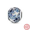 New 925 Sterling copper Blue Zircon Eyes Owl Turtle Bird Ring Pyramid DIY Beads Fit Original Pantaro Charms Bracelet DIY Zircon