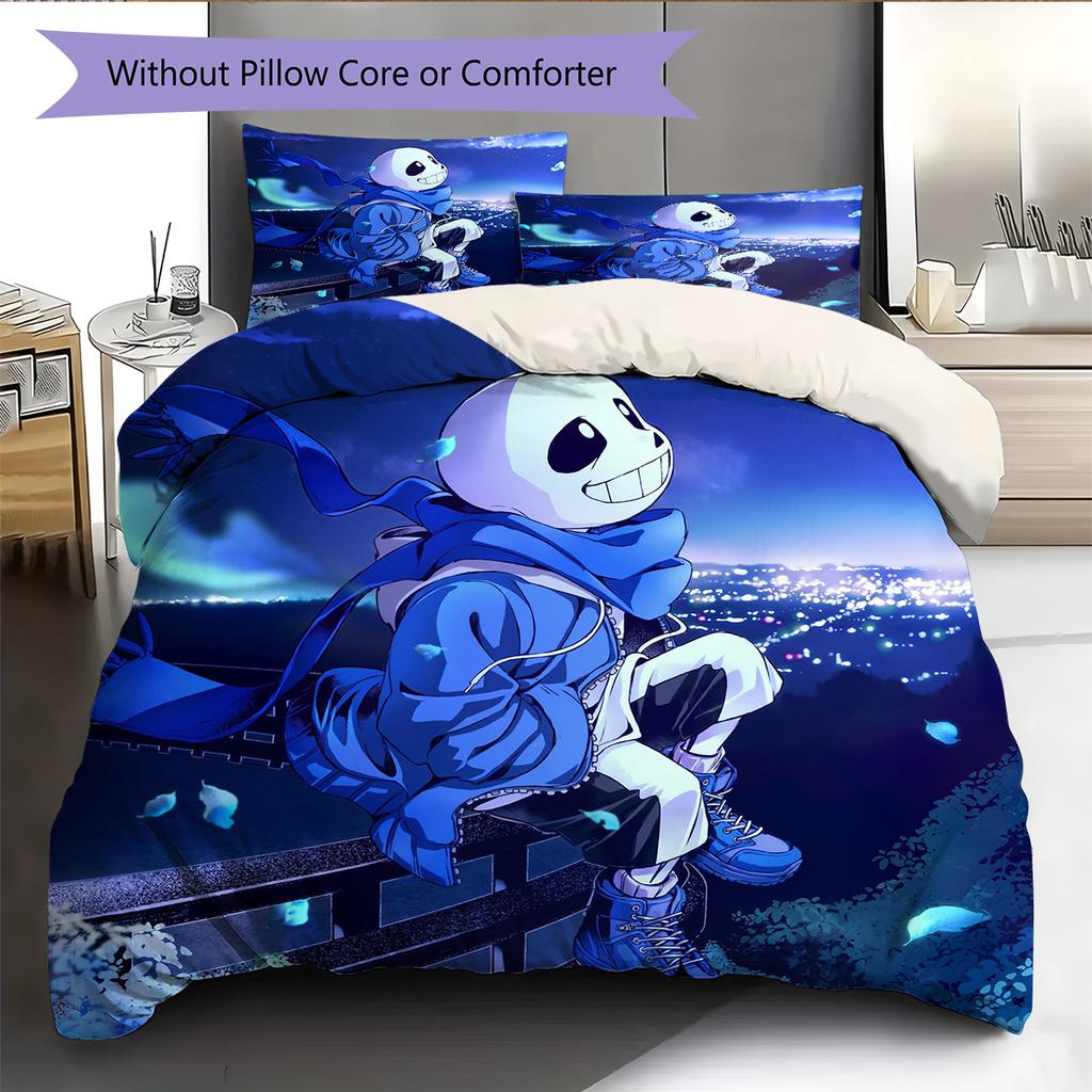 Sans  Pattern Bedding Quilt Set  Home Decoration  Gift (1 * duvet cover + 2 * pillowcase  without core)