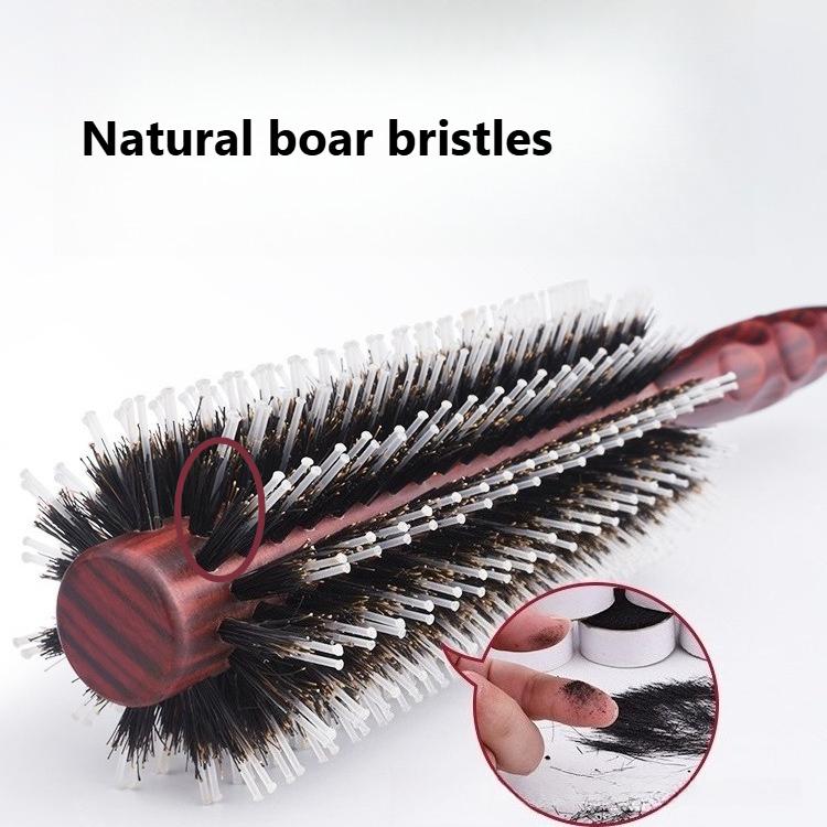 Curly hair comb Blow straight hair styling comb Natural bristle hair round roller comb Household resistant comb