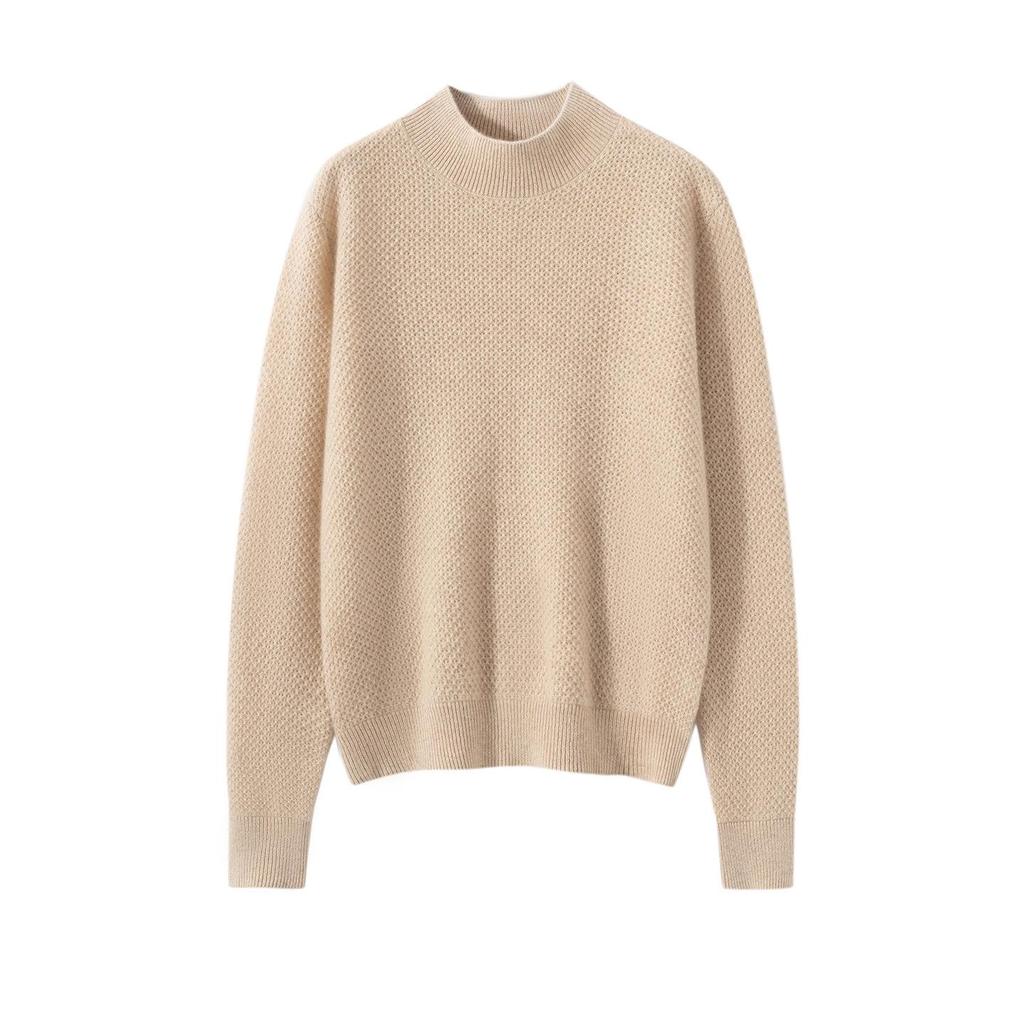 Cashmere Knit Half-High Neck Winter Cardigan Sweater