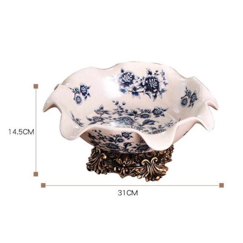 Ceramic Fruit Plate High-legged Tray Desktop Storage Container Candy Bowl Retro Fruit Trays Organizer Jewelry Dish Trinket Dish