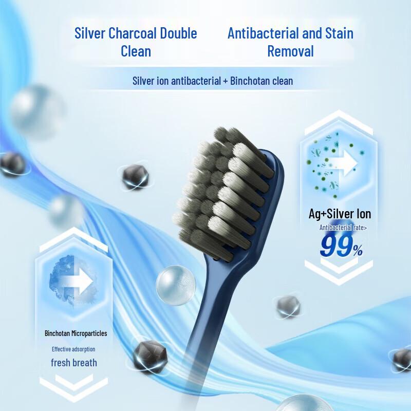 Leng Suan Ling Carbon Silver Deep Clean Soft Toothbrush 6-Pack