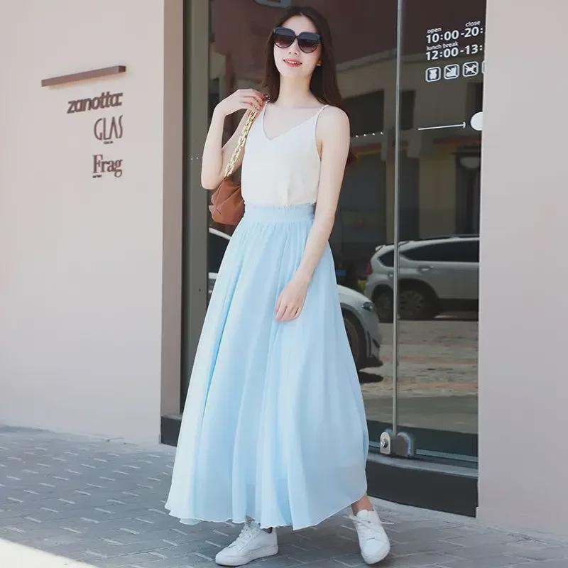 Petite White Chiffon Double-Layer Fairy Beach & Dance Skirt