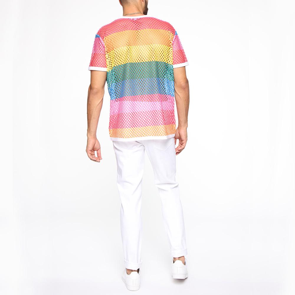 Sommer Übergröße Herren Mesh Cutout Kurzarm Top, XXS-5XL