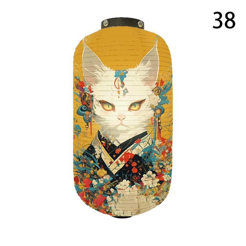 20x35cm Japanese Kimono Samurai Cat Art Pattern Lantern Restaurant Izakaya Cuisine Decor Advertising Sign Ukiyo-e Cloth Lanterns