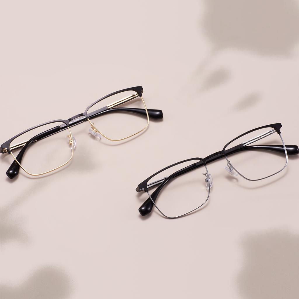 Metal Classic Rectangle Full Rim Stable Durable Spectacle Men's Business Browline Glasses Frame For Prescription Optical Lenses