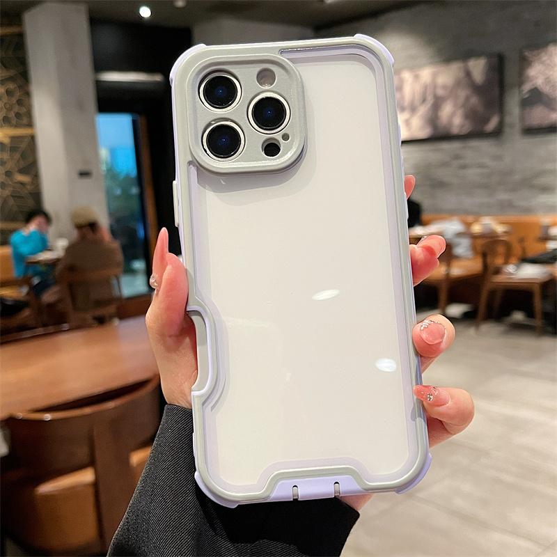 Luxury Simple Color Collision Acrylic Phone Case For iPhone 16 15 14 Plus 13 12 Pro Max 11 Hard Shockproof Proteciton Back Cover
