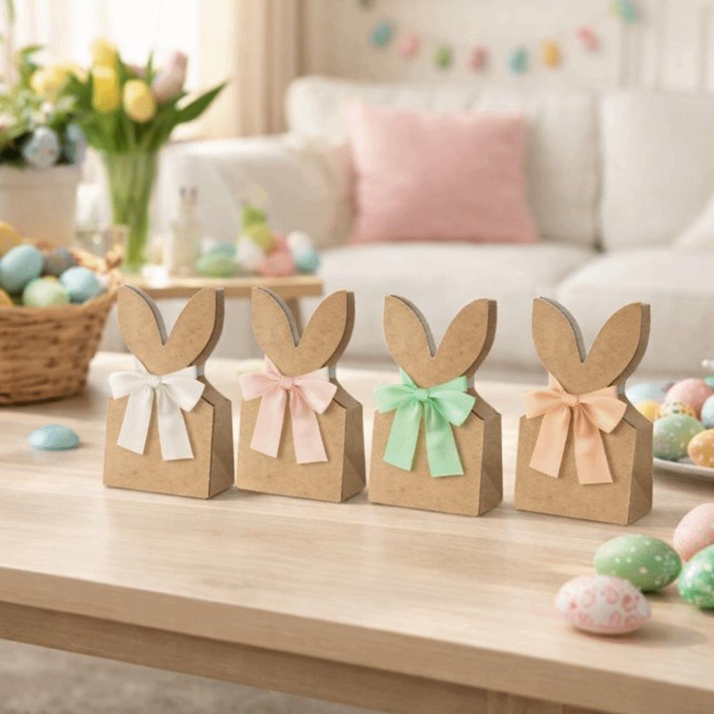 12PCS Cartoon Easter Rabbit Candy Gift Box 3D Bunny Ear Bunny Gift Bag  Party Supplies