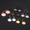 Round Metal Plated Dangle Earring Hooks with Empty Setting for DIY Jewelry