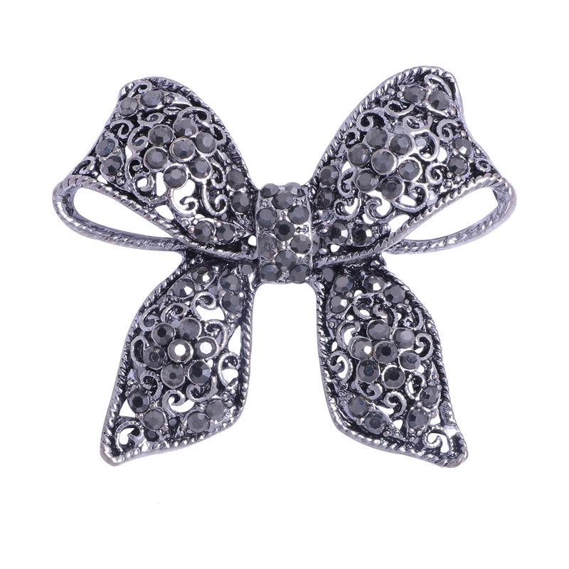 European and American Luxury Rhinestone Bow Brooch 