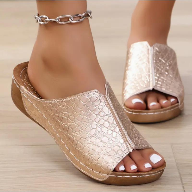 Summer New Slope Heel Platform Slippers Open-toed Fish Mouth Sandals Foreign Trade Women's Shoes Large Size Cross-border Cool Slippers