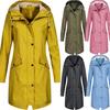 Damen Solid Rain Outdoor Plus Size Kapuzen-Regenmantel, winddicht, langer Jackenmantel