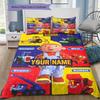 Bob Builder Theme Custom Name Pattern Bedding Quilt Set Quilt Cover Pillowcase Home Birthday Gift(1 * duvet cover + 2 * pillowcase, without core)