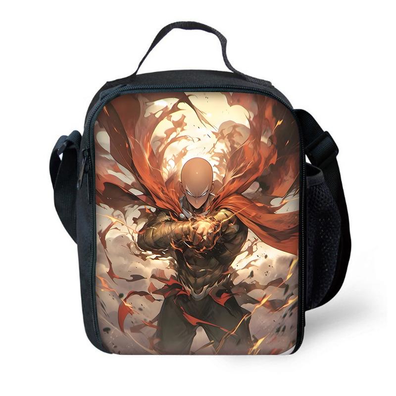 Kinder Anime One Punchs Man Schulrucksack mit Brotdosen ,Federmäppchen ,Schultaschen für Jungen Mädchen Bestes Geschenk