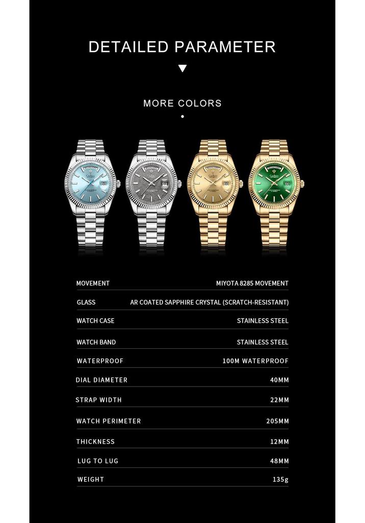 Cardison Men's Mechanical Watch - Fashion Casual, Waterproof, Luminous, Fully Automatic with Japan 8205 Movement