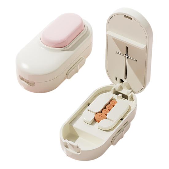 Pillenschneider Teiler Tragbar 2-in-1 Pillenschneider Einstellbar 1/2 1/4 Tablettenteiler mit Scharfer Klinge für Kleine Und Winzige Pillen Arbeit Reisegebrauch