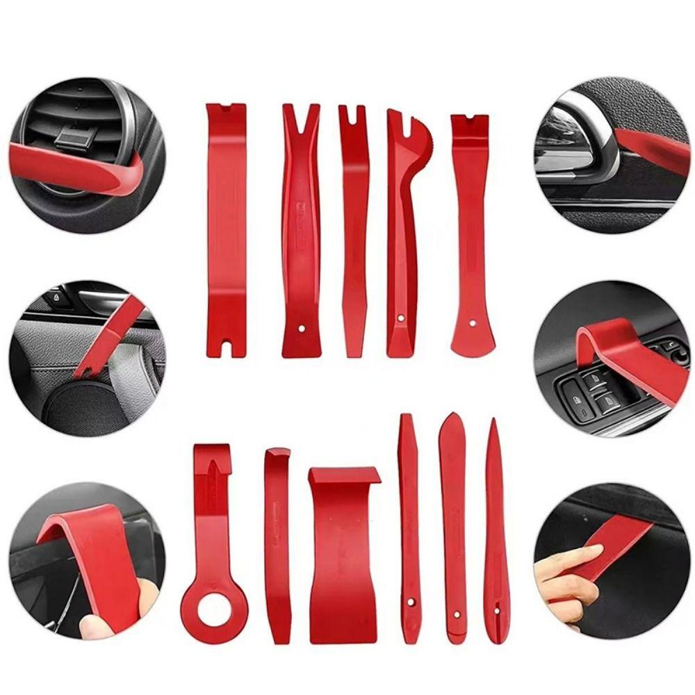 19PCS Plastic Car Trim Removal Tool Panel Tool Interior Disassembly Tools Auto Trim Puller Tool Red Blue Rivet Fastener