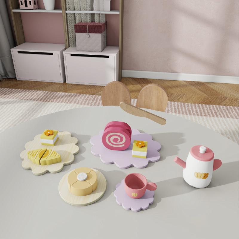 Children's Family Simulation Wooden Dessert Cutting Board Girls Flat Kitchen Toy