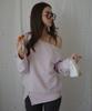 SALON DE YOHN One Shoulder Sweatshirt_ Ash Pink