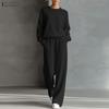 ZANZEA Women Long Sleeve Blouse and Pants Casual Two Piece Suit Sets