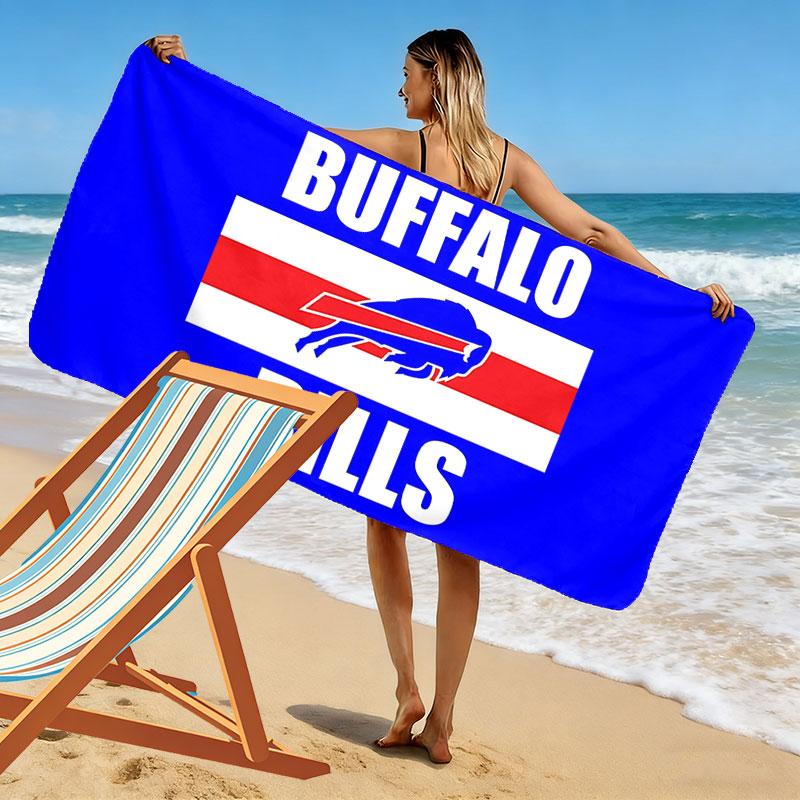 BUF Bills Print Beach Towel, Large Soft Quick Dry Towel for Beach Camping Swimming