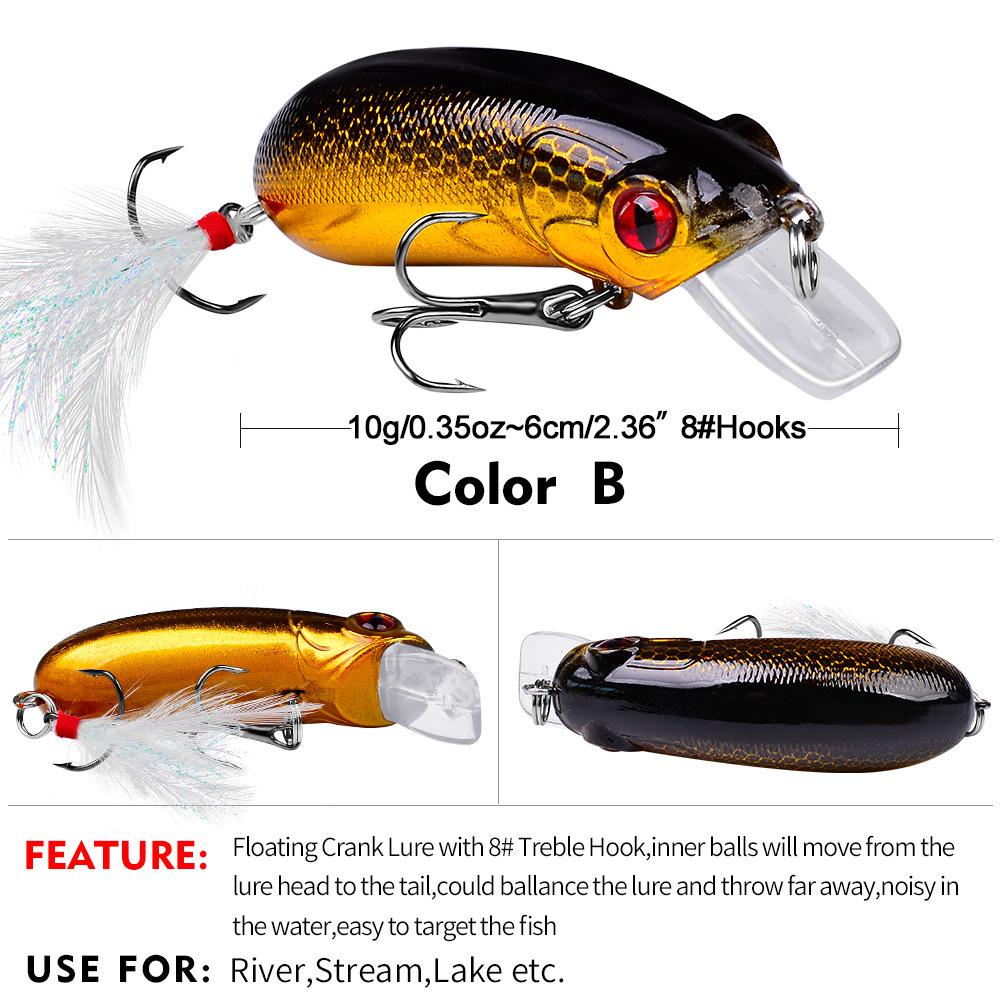 9-Color Mini Chubby Fishing Lure, 6.2cm, 10g, Model DW1109
