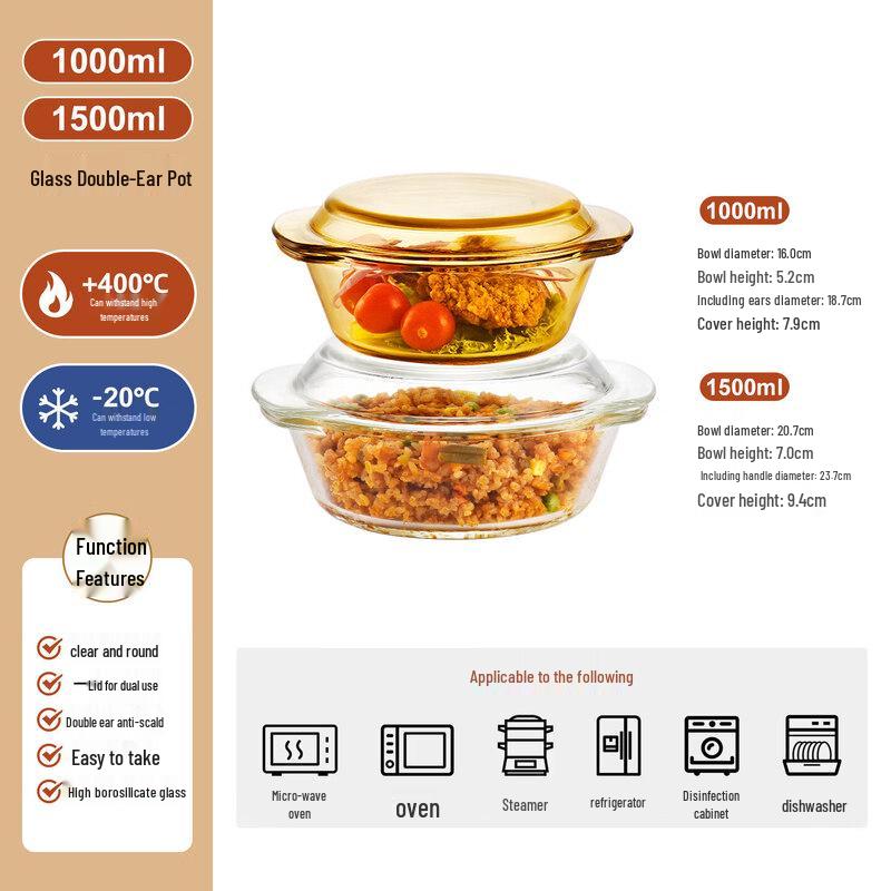 Qiwei Microwave Safe Glass Bowl with Lid