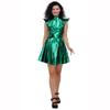 Women Shiny Dress Metallic Costume Sleeveless Futuristic Sleeveless Space Skater Disco Holographic Party Dress