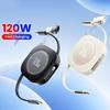 120W Fast Charging Type C To Type C Retractable Cable For iPhone 15 16 USB C Cable with Type C To USB A/Lightning Male Adapter